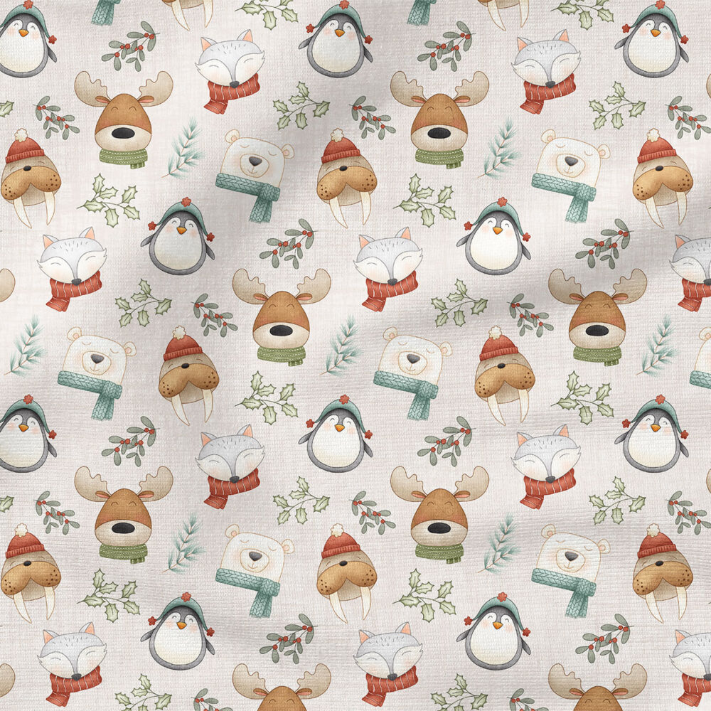 Polar Pals (White) | Holiday Fabric Design | Krystal Winn Design