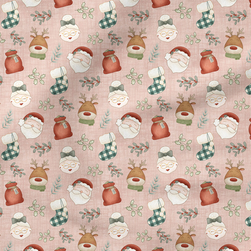 Santa Light Skin (Pink) | Holiday Fabric Design | Krystal Winn Design