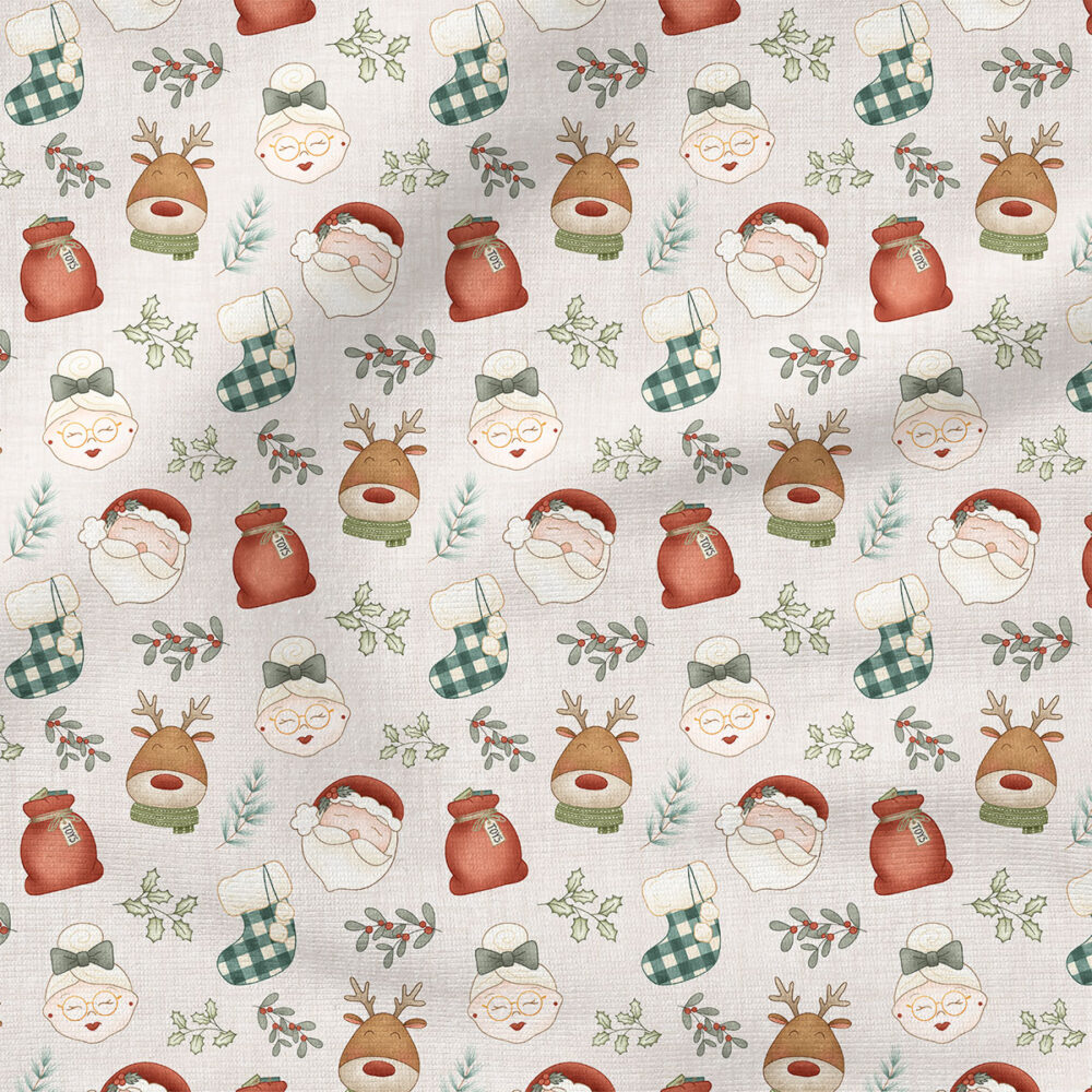 Santa Light Skin (White) | Holiday Fabric Design | Krystal Winn Design