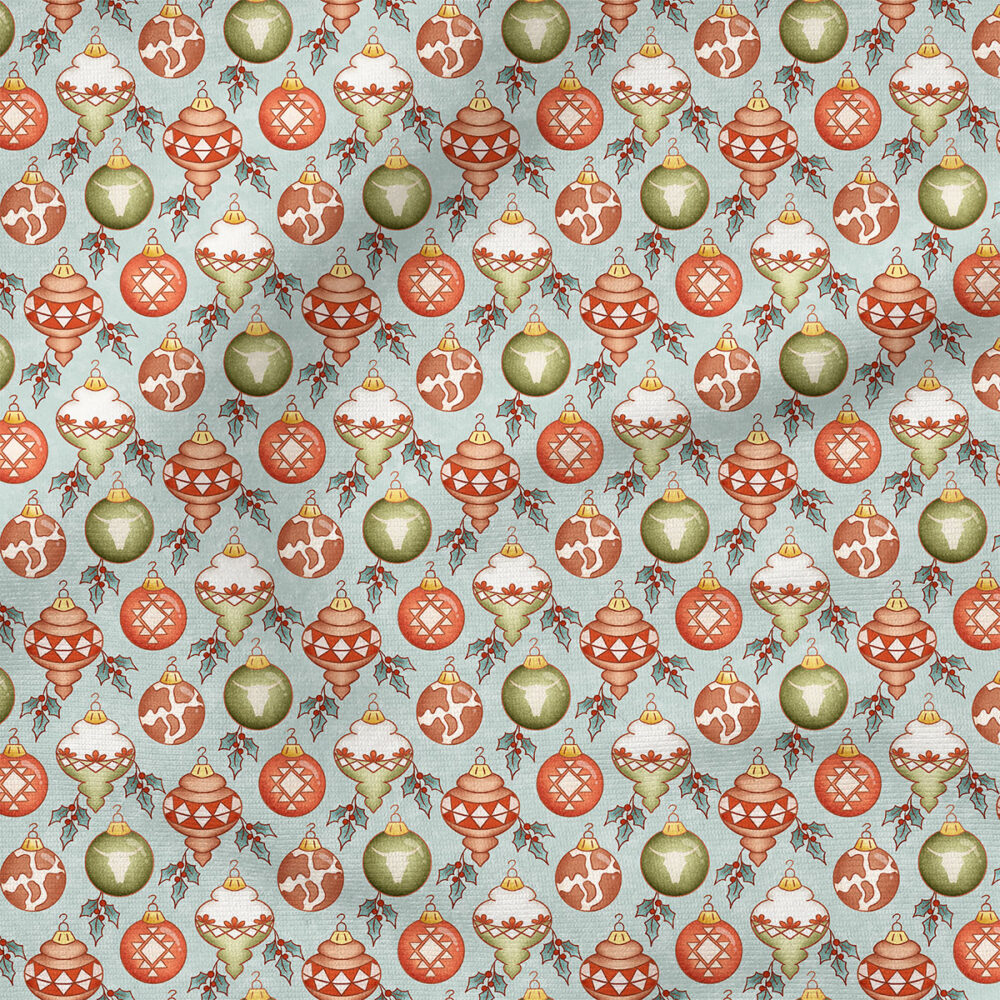 Ornaments (Blue) | Christmas Fabric Design | Krystal Winn Design