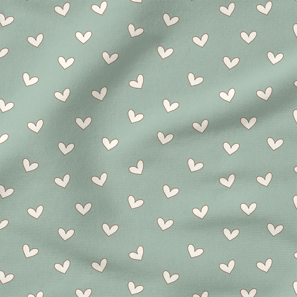 Hearts (Mint) | Valentine's Day Fabric Design | Krystal Winn Design