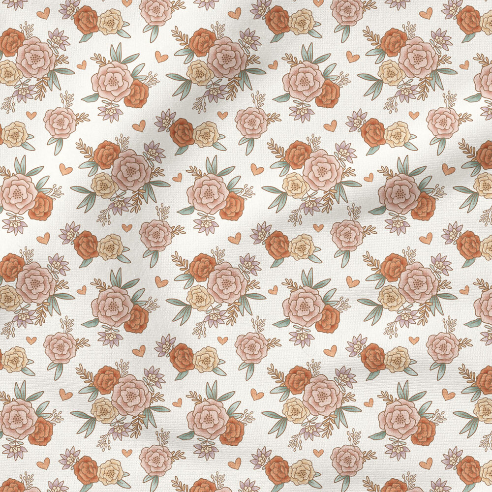 Floral (White) | Valentine's Day Fabric Design | Krystal Winn Design