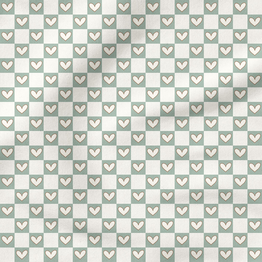 Heart Check (Mint) | Valentine's Day Fabric Design | Krystal Winn Design