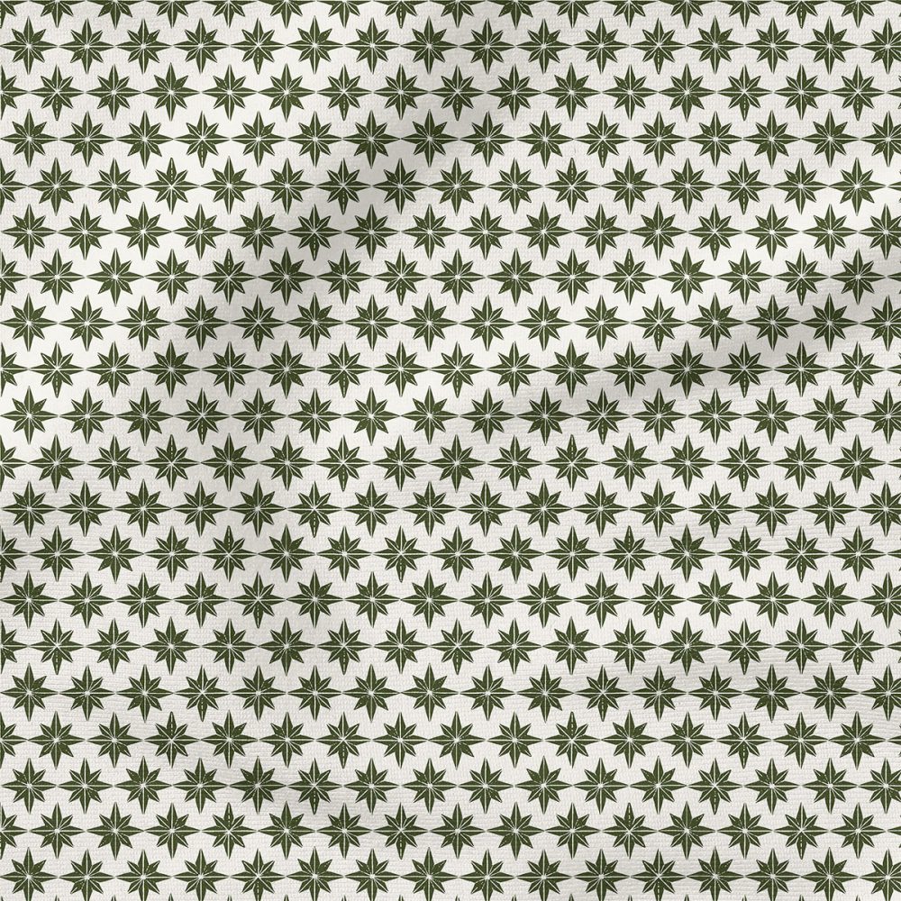 Star Tiles (Green) | Holiday Fabric Design | Erin Kendal