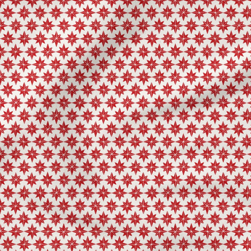 Star Tiles (Red) | Holiday Fabric Design | Erin Kendal