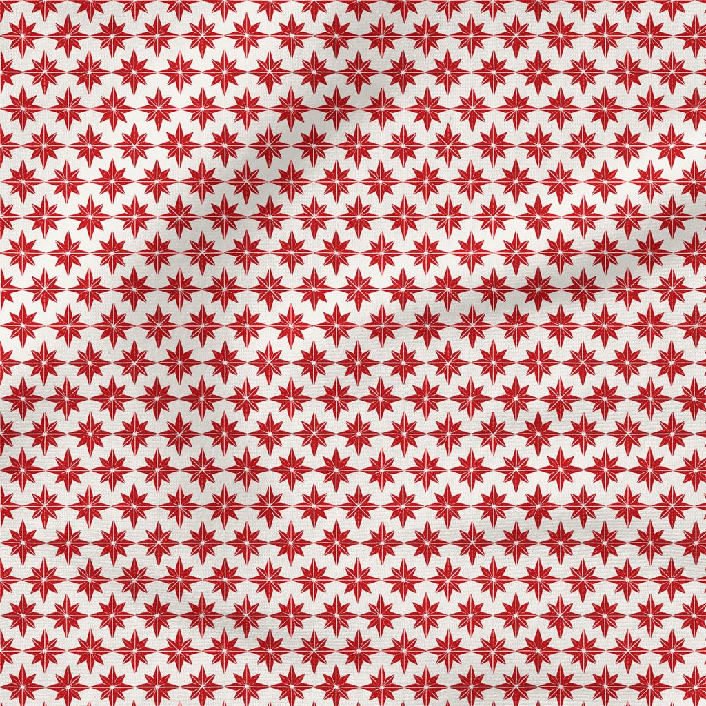 Star Tiles (Red) | Holiday Fabric Design | Erin Kendal