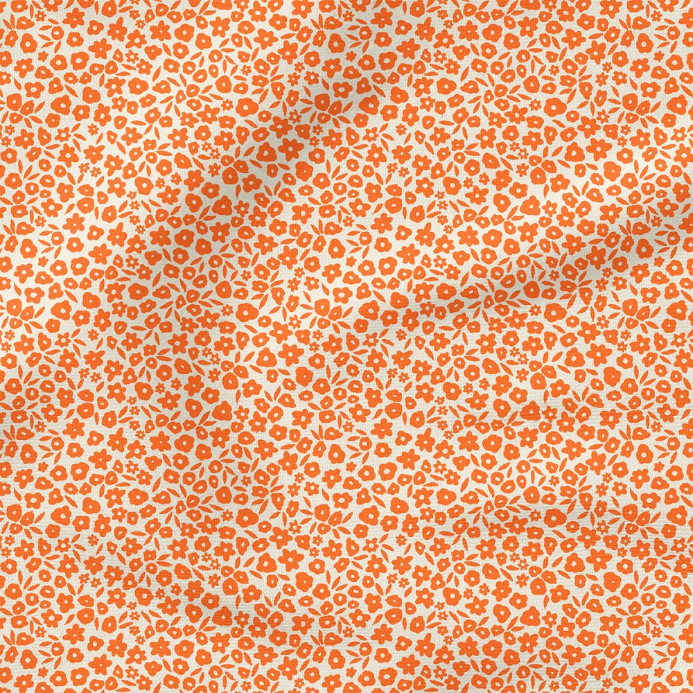 Flower Field (Bright Orange) | Botanical Fabric Design | Erin Kendal