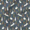 Easter Bunnies and Carrots (Dark Blue) | Spring Fabric Design | Erin Kendal