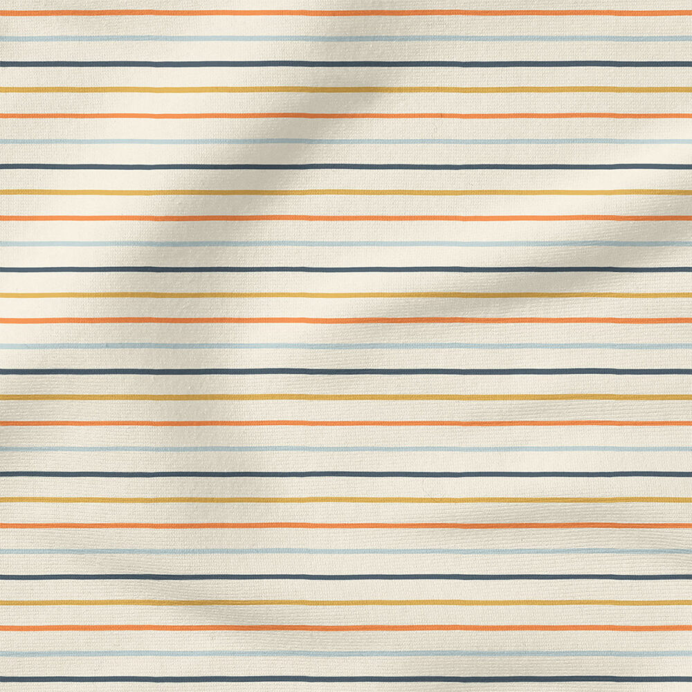 Organic Stripe (Blue/Papaya) | Spring Fabric Design | Erin Kendal