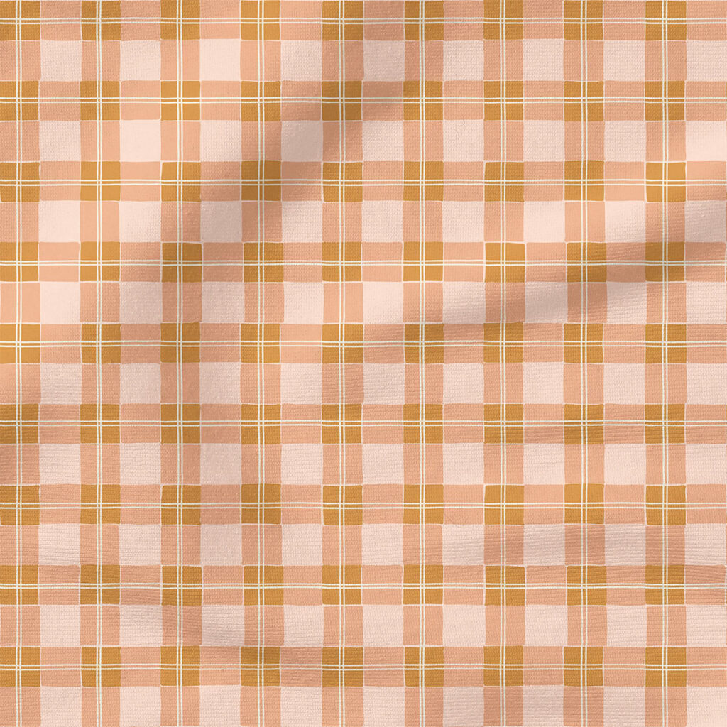 Tartan Plaid (Pink/Honey Gold) | Spring Fabric Design | Erin Kendal