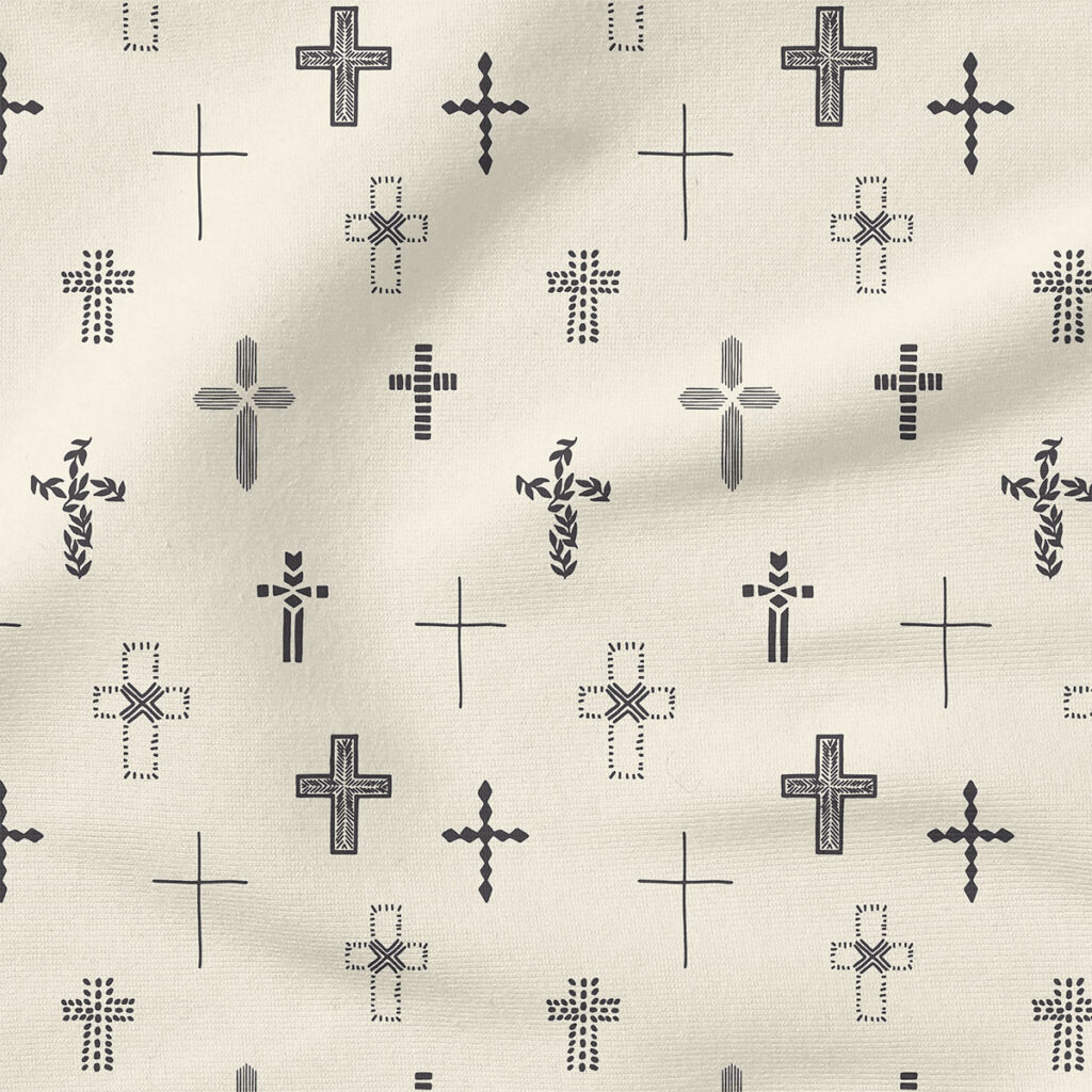 Easter Cross (Cream) | Spring Fabric Design | Erin Kendal