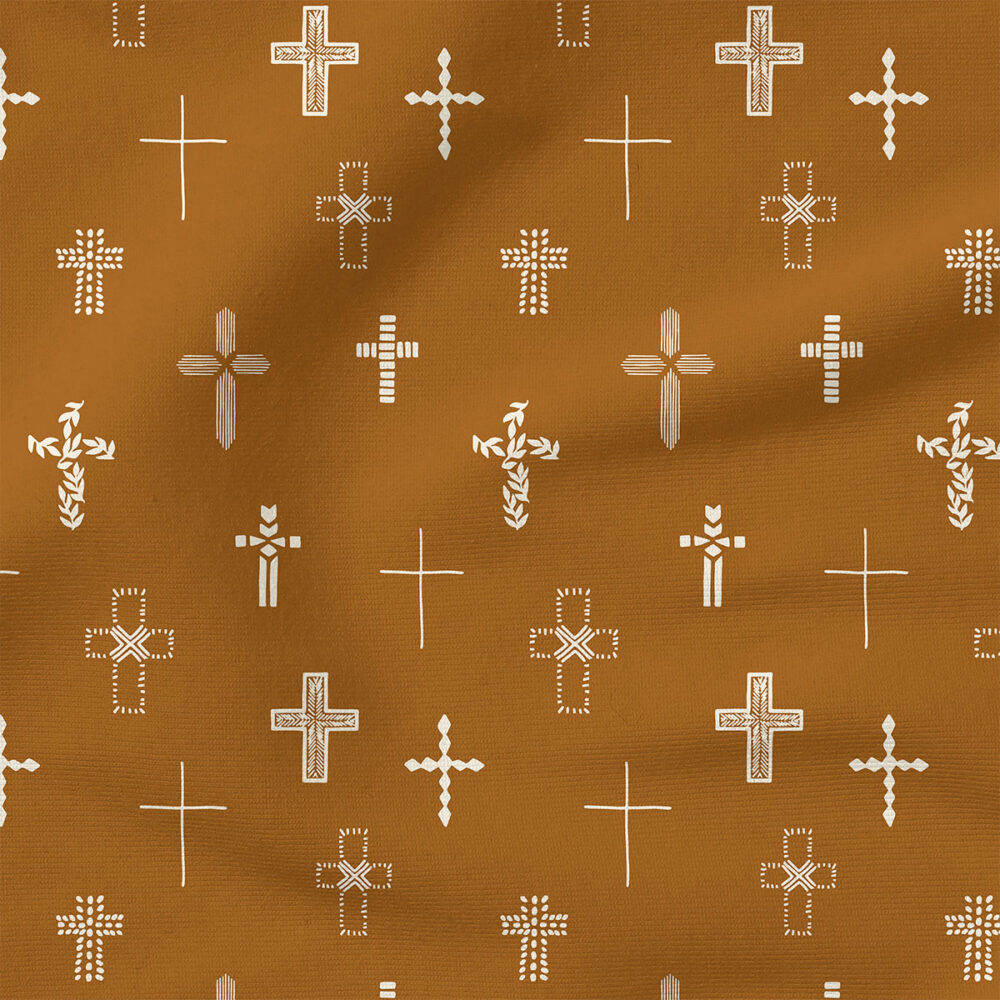 Easter Cross (Brown) | Spring Fabric Design | Erin Kendal