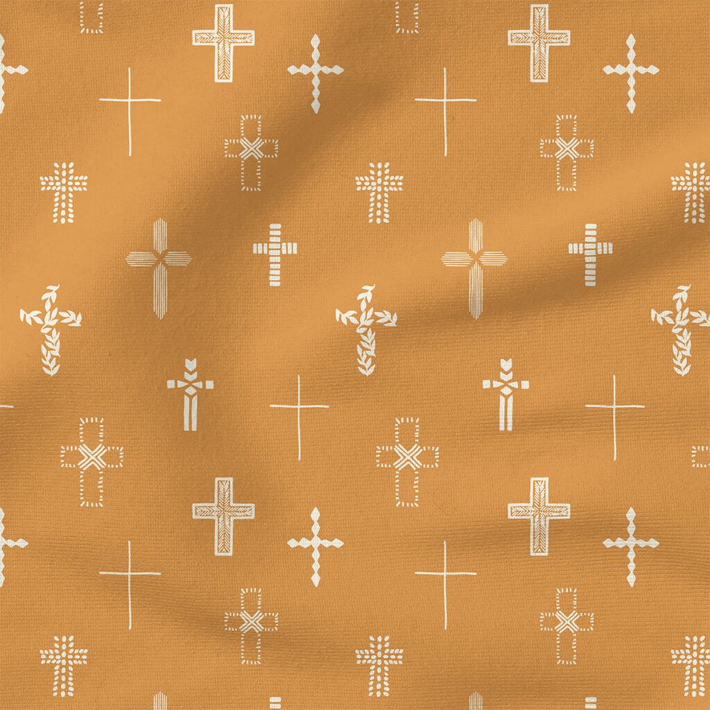 Easter Cross (Honey Gold) | Spring Fabric Design | Erin Kendal