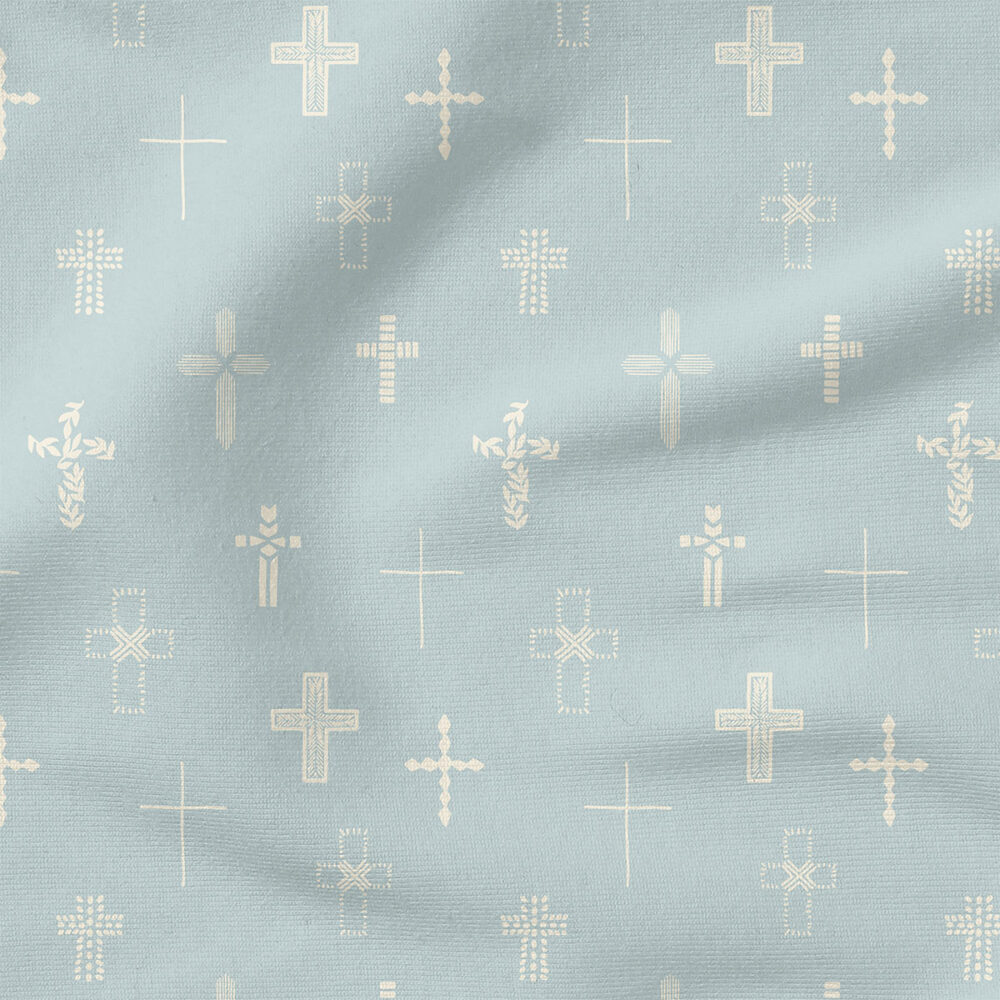 Easter Cross (Light Blue) | Spring Fabric Design | Erin Kendal