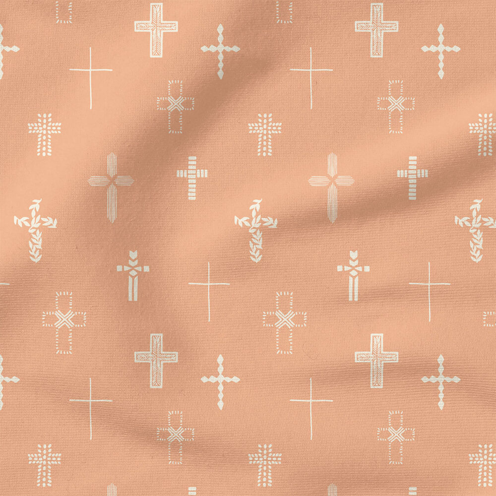 Easter Cross (Peach) | Spring Fabric Design | Erin Kendal