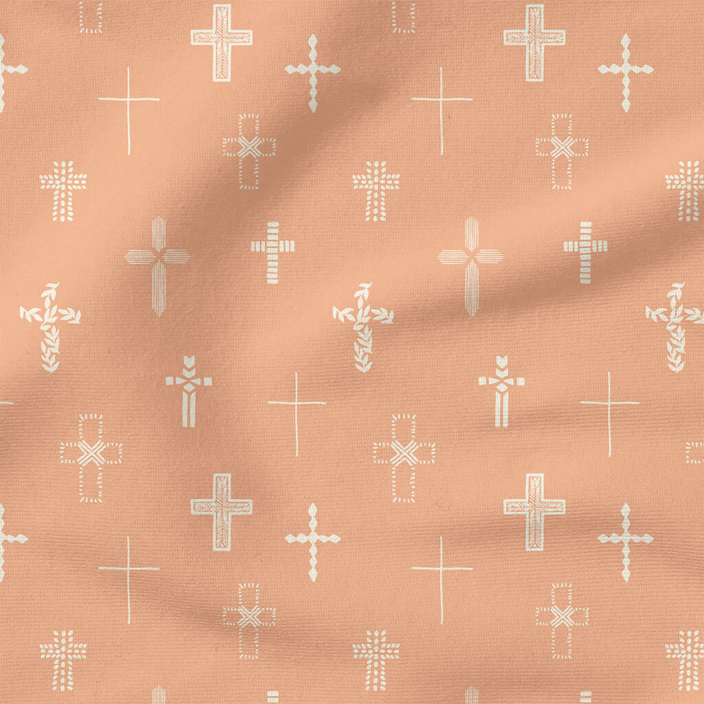 Easter Cross (Peach) | Spring Fabric Design | Erin Kendal