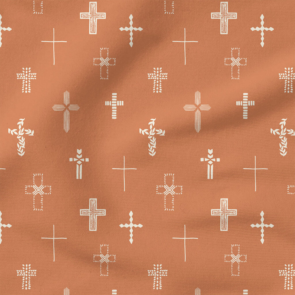 Easter Cross (Terracotta) | Spring Fabric Design | Erin Kendal