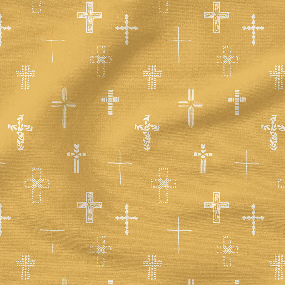 Easter Cross (Honeybee Yellow) | Spring Fabric Design | Erin Kendal