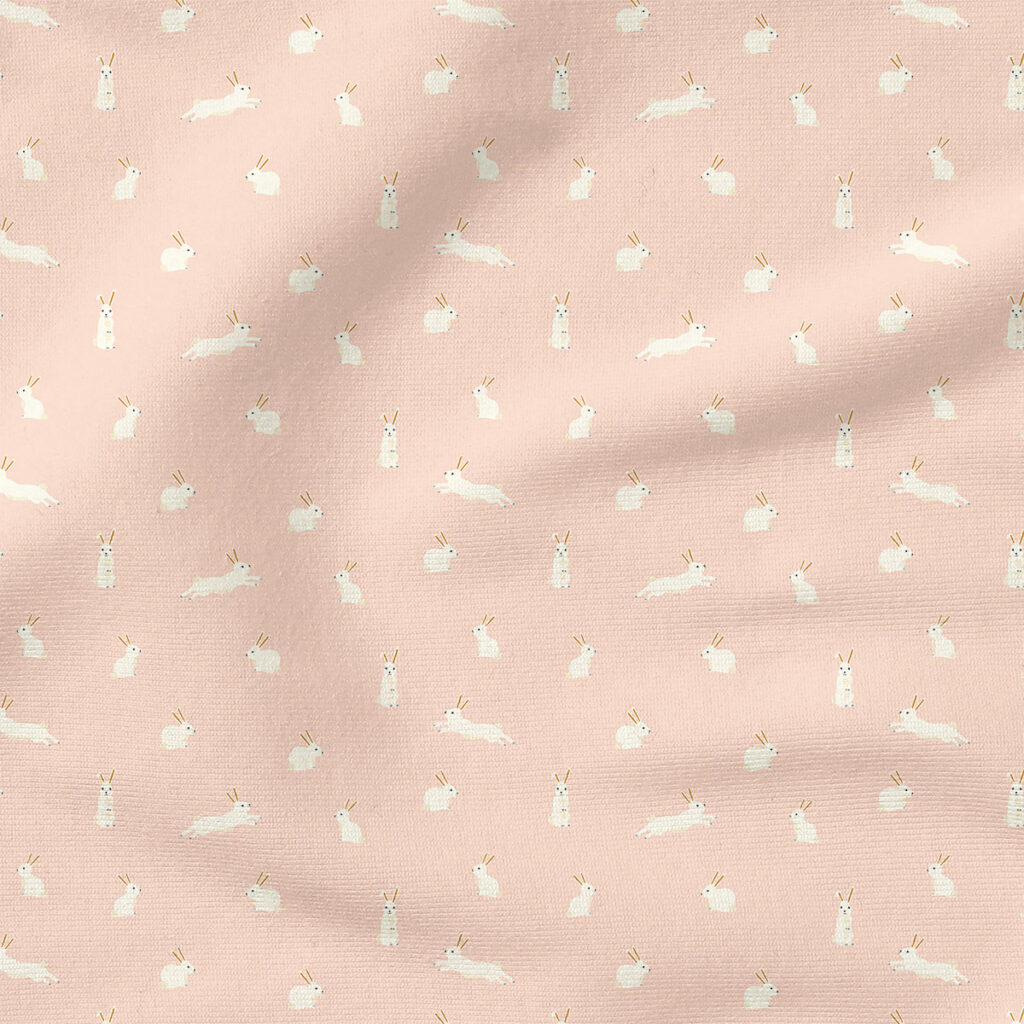 Bunny Rabbits (Light Pink) | Spring Fabric Design | Erin Kendal