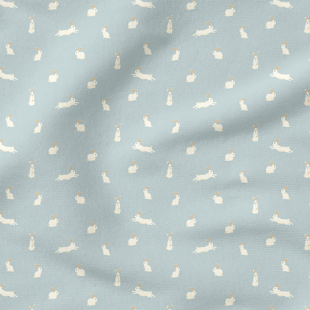 Bunny Rabbits (Pale Blue) | Spring Fabric Design | Erin Kendal