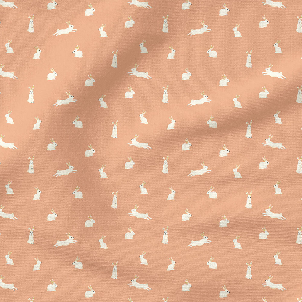 Bunny Rabbits (Peach) | Spring Fabric Design | Erin Kendal