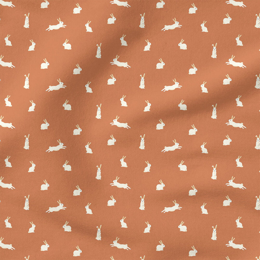 Bunny Rabbits (Terracotta) | Spring Fabric Design | Erin Kendal