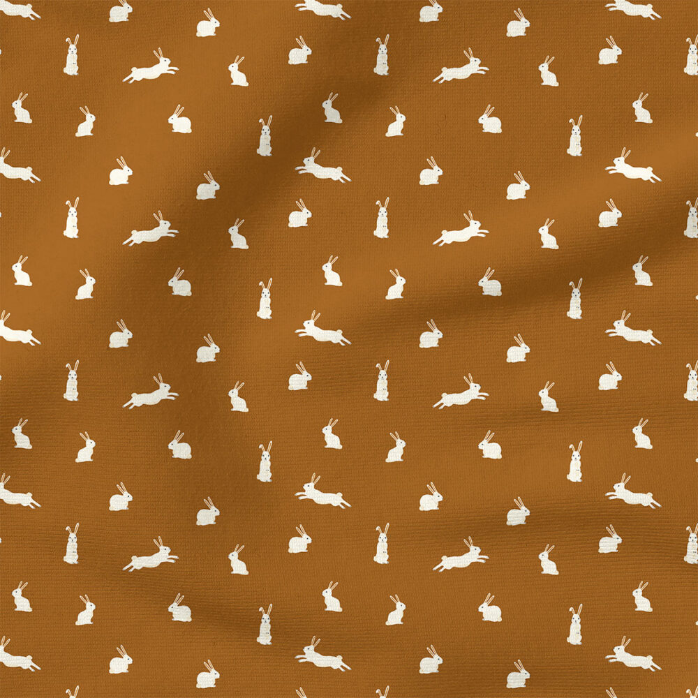 Bunny Rabbits (Brown) | Spring Fabric Design | Erin Kendal