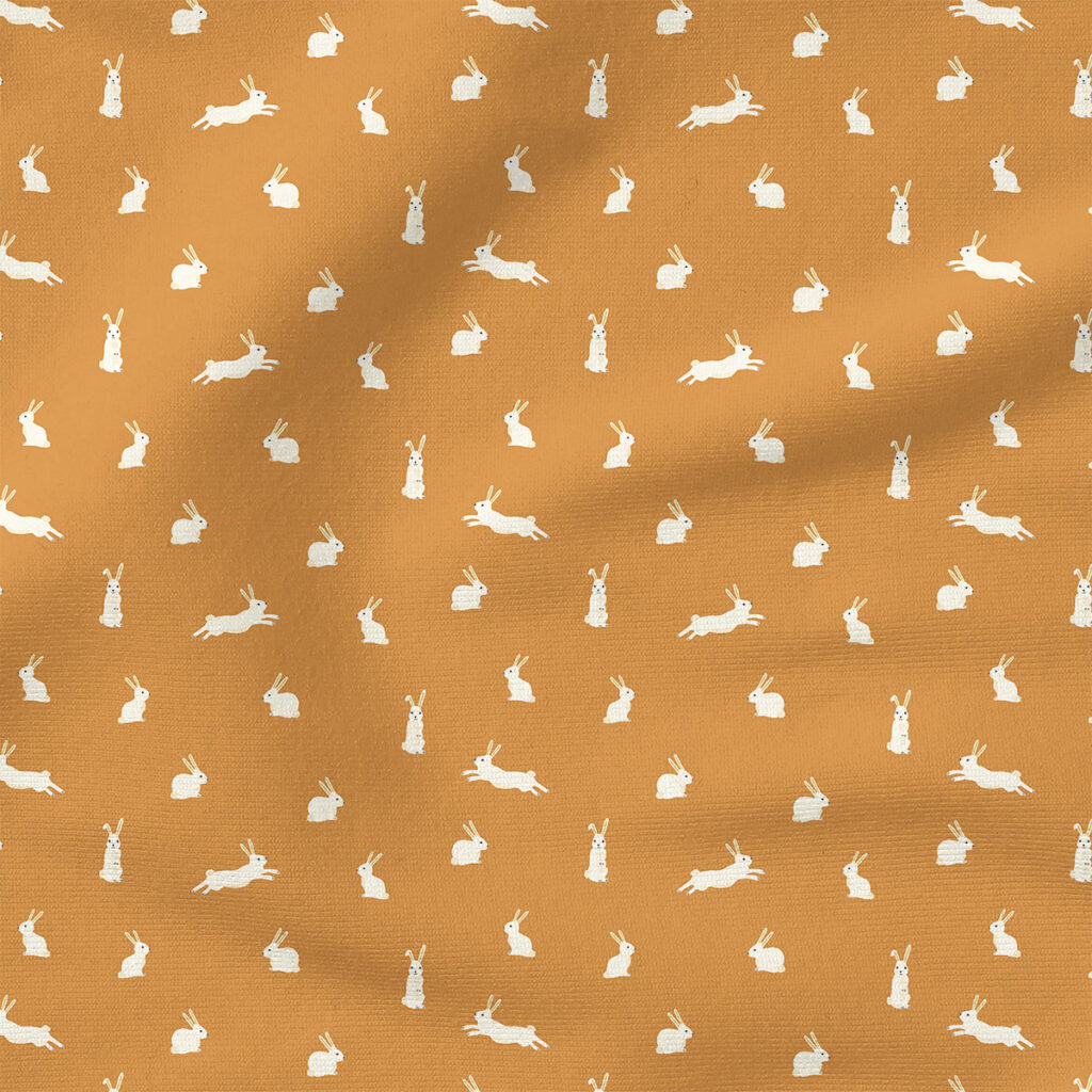 Bunny Rabbits (Honey Gold) | Spring Fabric Design | Erin Kendal