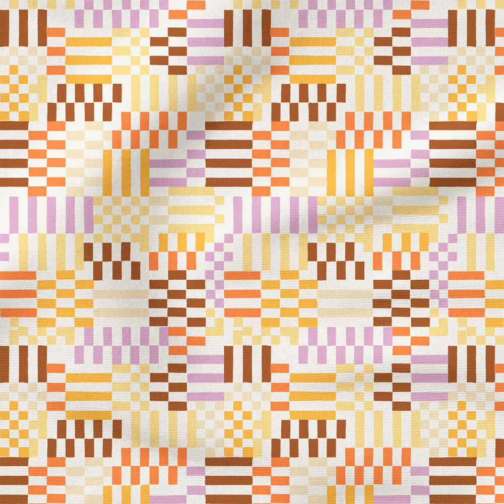 Checkery Checker (Cocoa Brown/Lavender/Yellow/Tangerine) | Stripes and Shapes