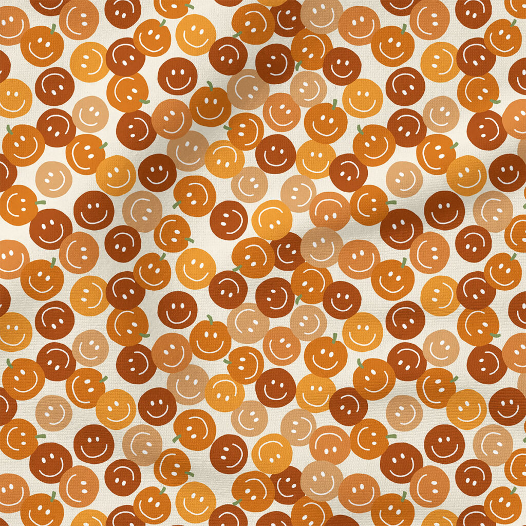 Smiley Pumpkins (Rust Red on Cream) | Seasonal