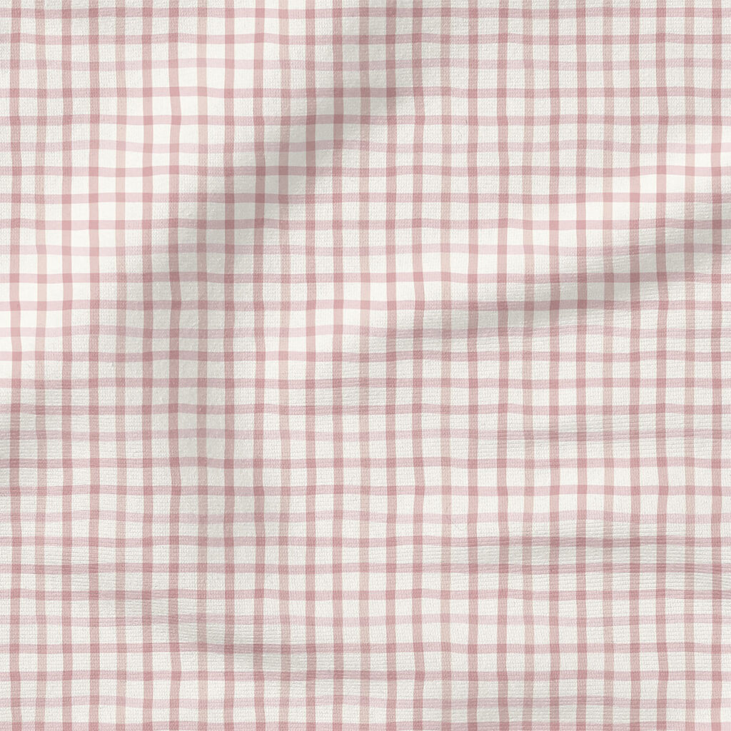 Wobbly Gingham (Mauve Chalk) | Stripes and Shapes Fabric Design | Erin Kendal