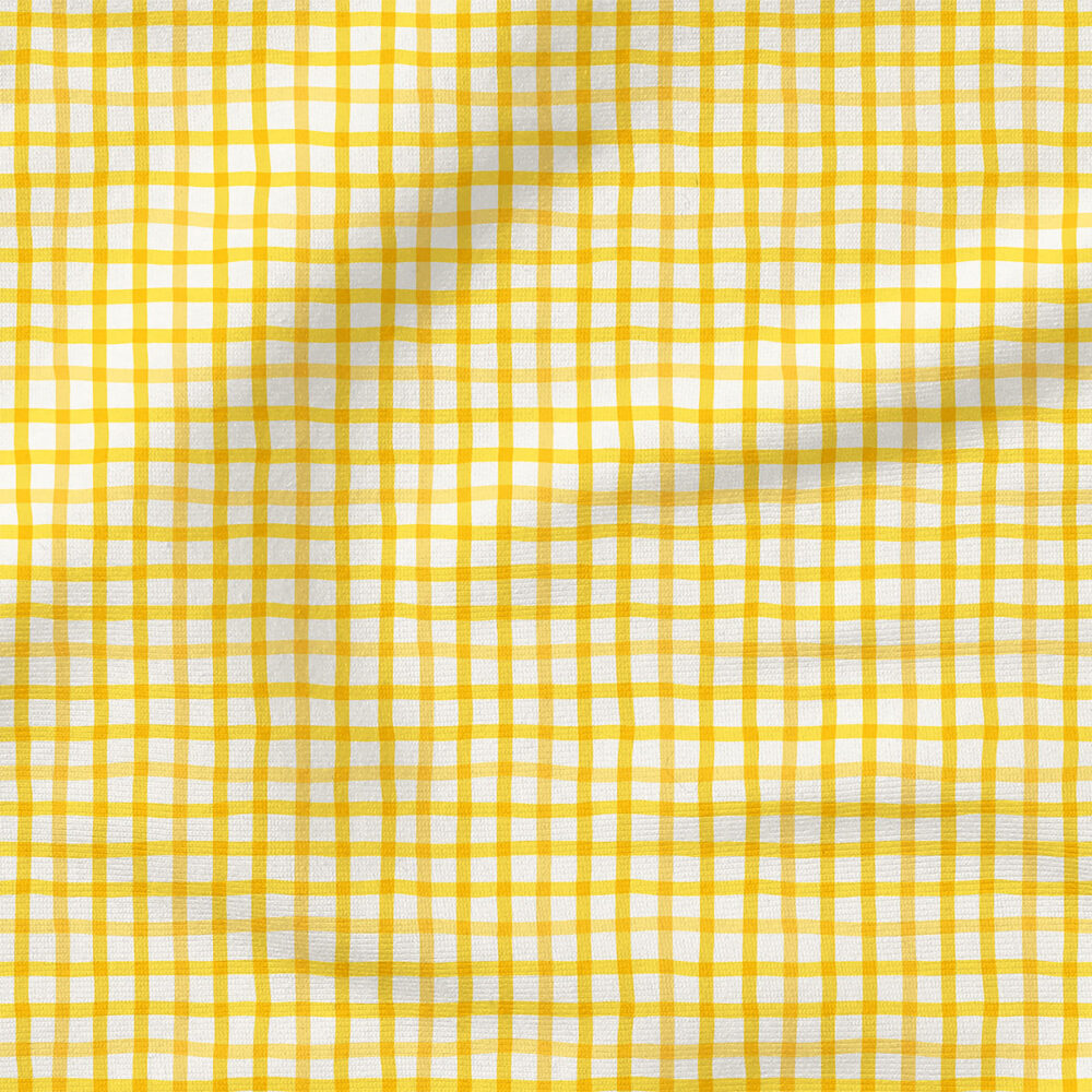 Wobbly Gingham (Sunshine Yellow) | Stripes and Shapes Fabric Design | Erin Kendal