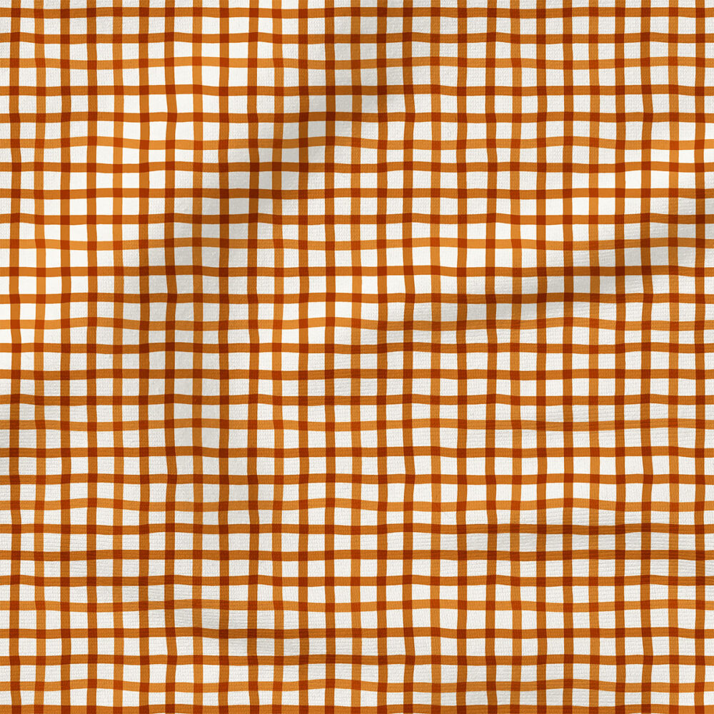 Wobbly Gingham (Bright Copper) | Stripes and Shapes Fabric Design | Erin Kendal