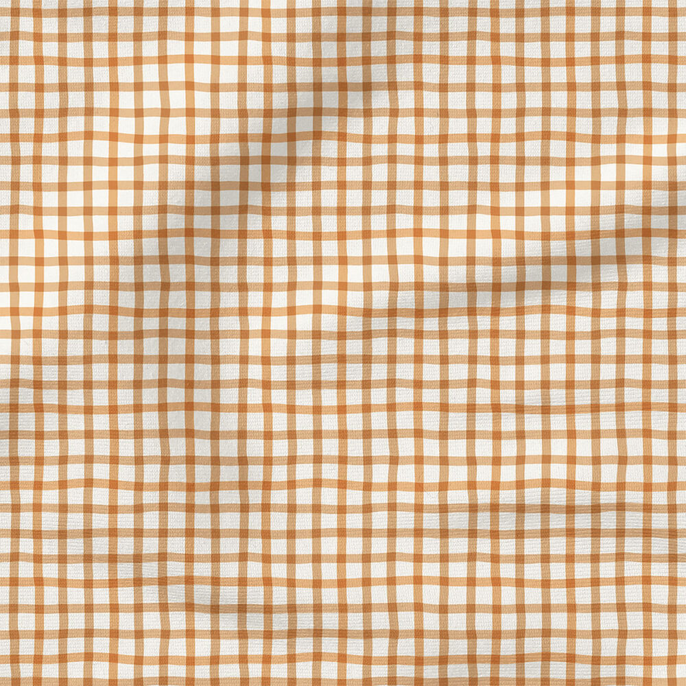 Wobbly Gingham (Cork Brown) | Stripes and Shapes Fabric Design | Erin Kendal