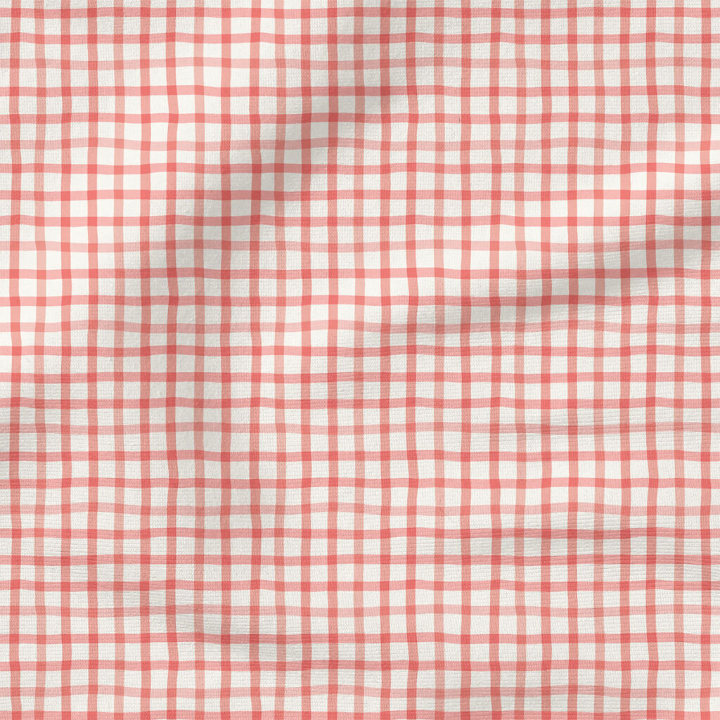 Wobbly Gingham (Pink Floss) | Stripes and Shapes Fabric Design | Erin Kendal