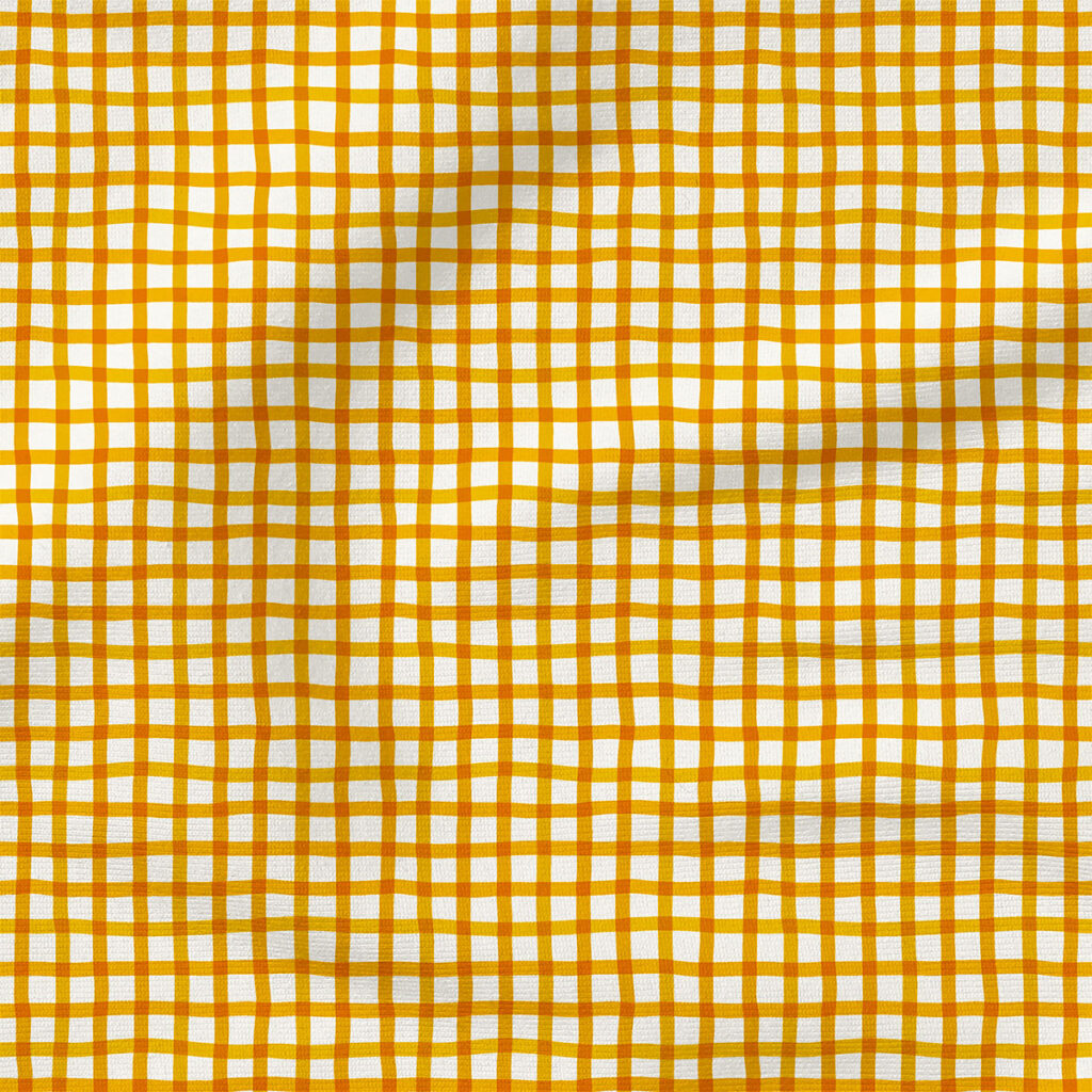 Wobbly Gingham (Pumpkin Orange) | Stripes and Shapes Fabric Design | Erin Kendal