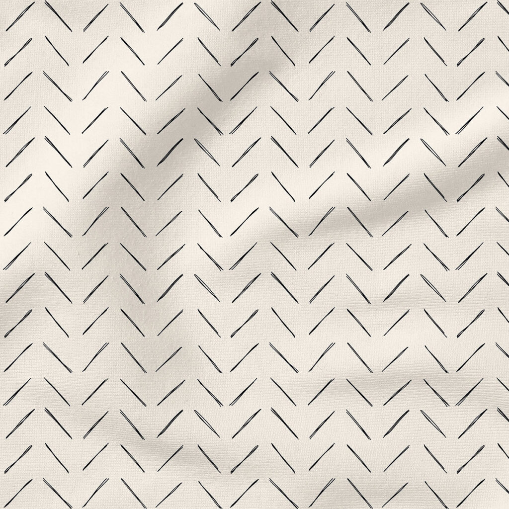 Chevron (Black on Off White Egret) | Stripes and Shapes Fabric Design | Erin Kendal