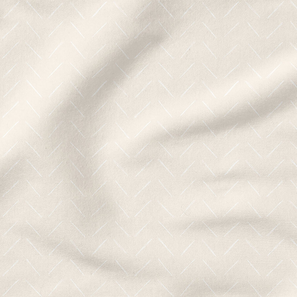 Chevron (White on Off White Egret) | Stripes and Shapes Fabric Design | Erin Kendal