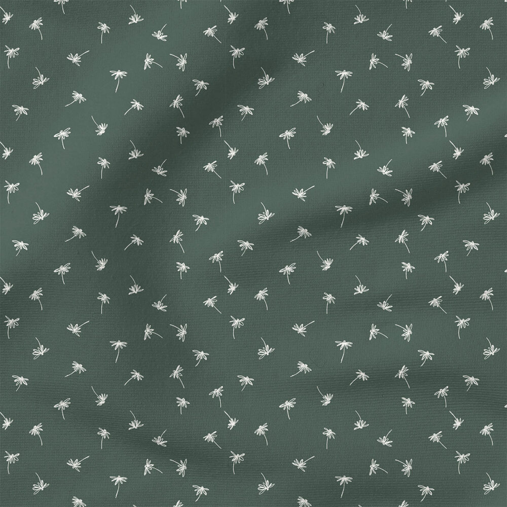 Ditsy Daisy (Dark Duck Green) | Stripes and Shapes Fabric Design | Erin Kendal