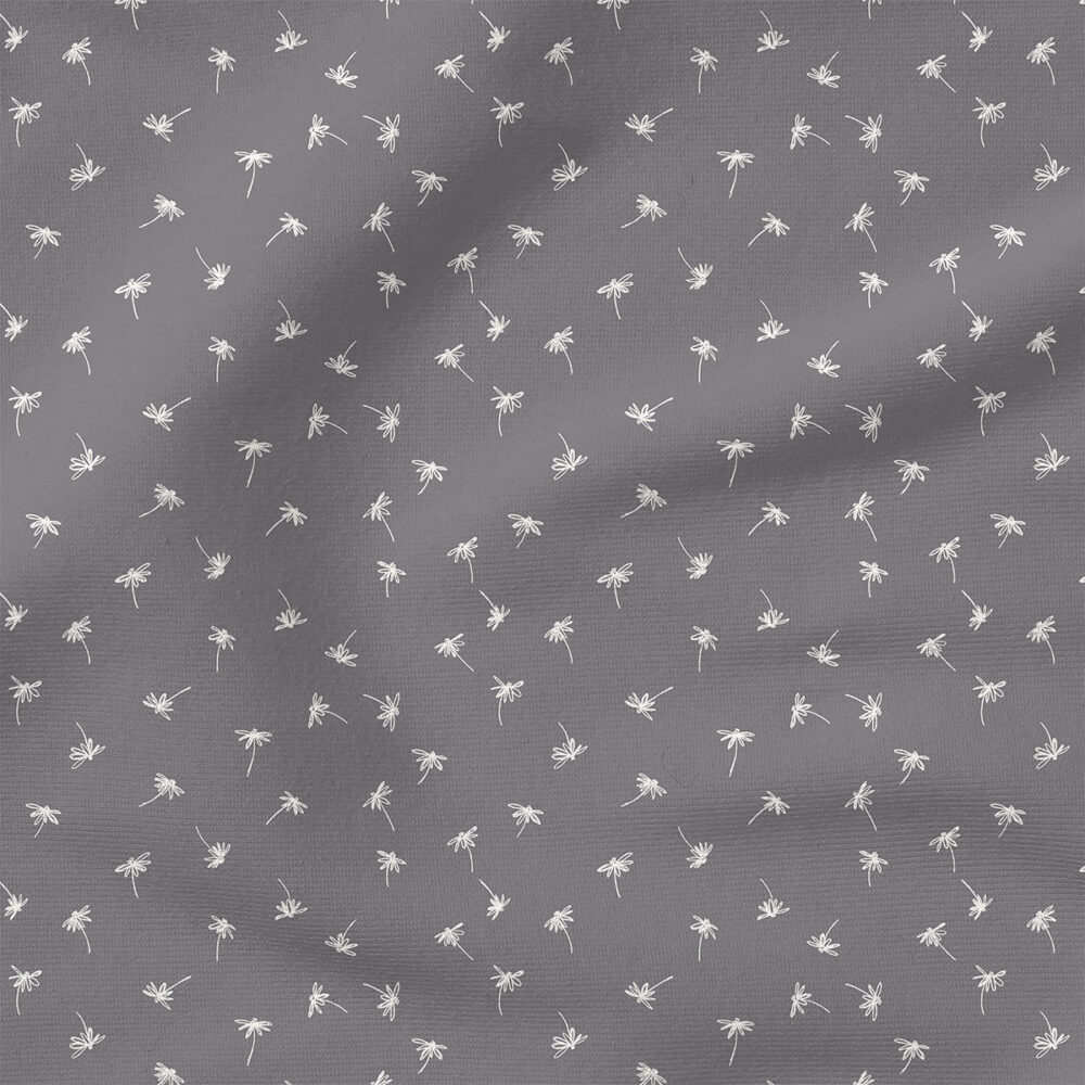 Ditsy Daisy (Silver Filigree Gray) | Stripes and Shapes Fabric Design | Erin Kendal