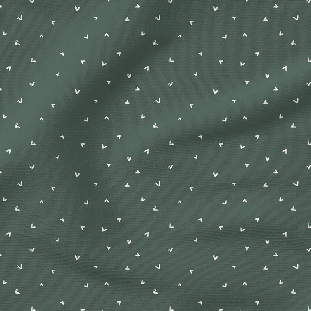 Hearts (Dark Duck Green) | Stripes and Shapes Fabric Design | Erin Kendal