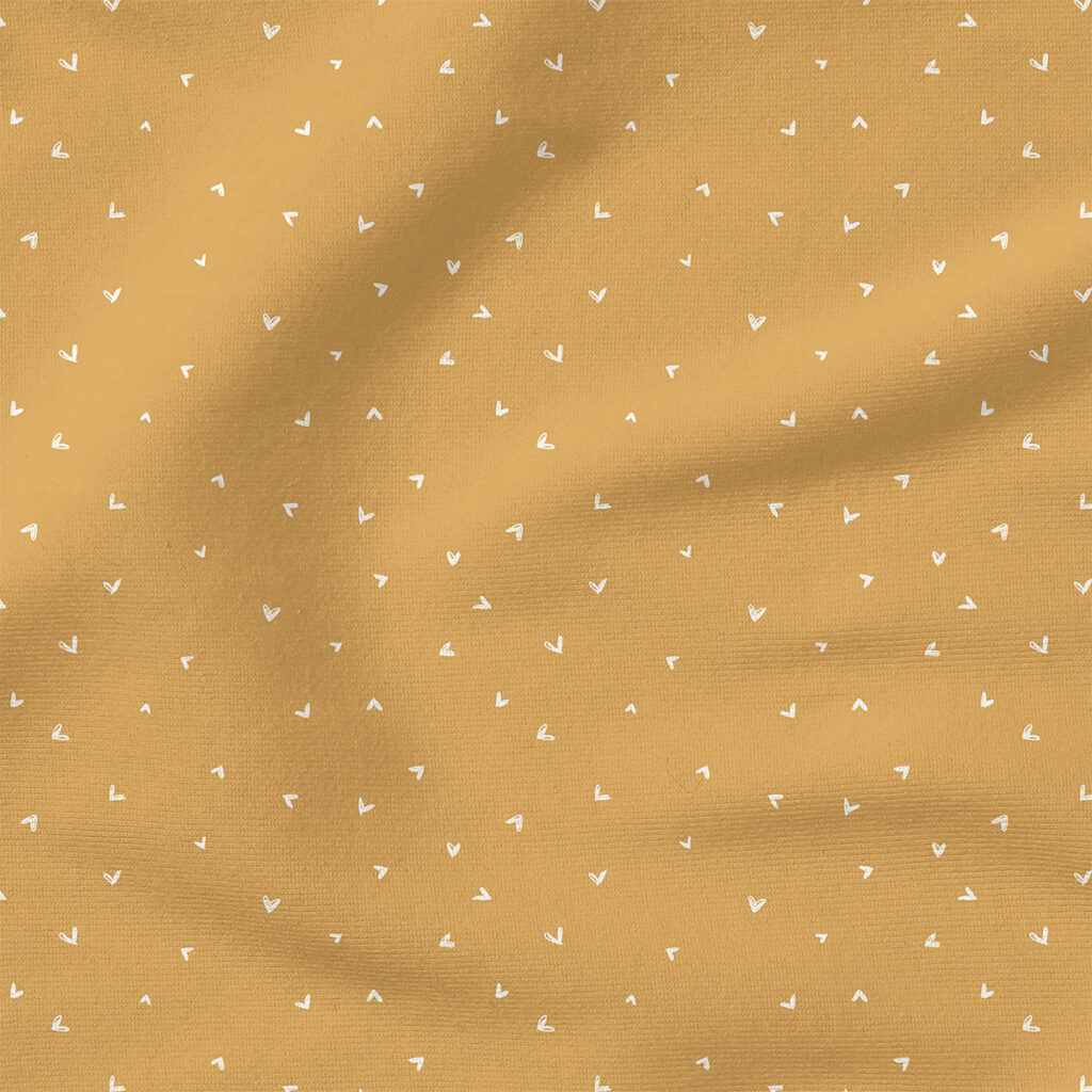 Hearts (Golden Mustard Yellow) | Stripes and Shapes Fabric Design | Erin Kendal