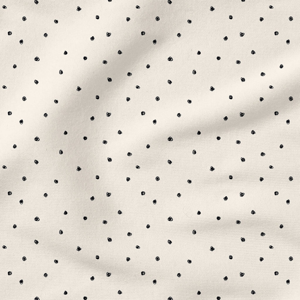 Squiggle Dots (Black on Off White Egret) | Stripes and Shapes Fabric Design | Erin Kendal