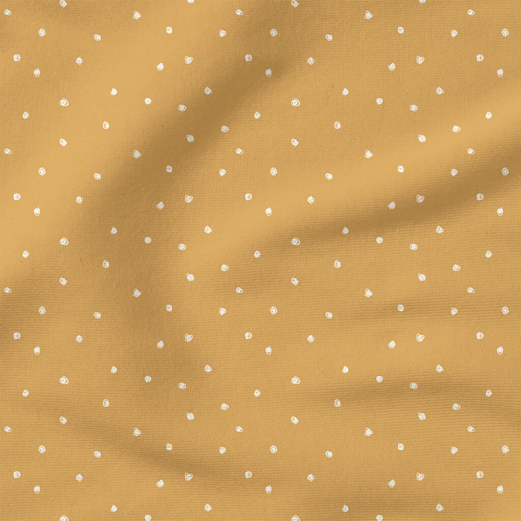 Squiggle Dots (Golden Mustard Yellow) | Stripes and Shapes Fabric Design | Erin Kendal