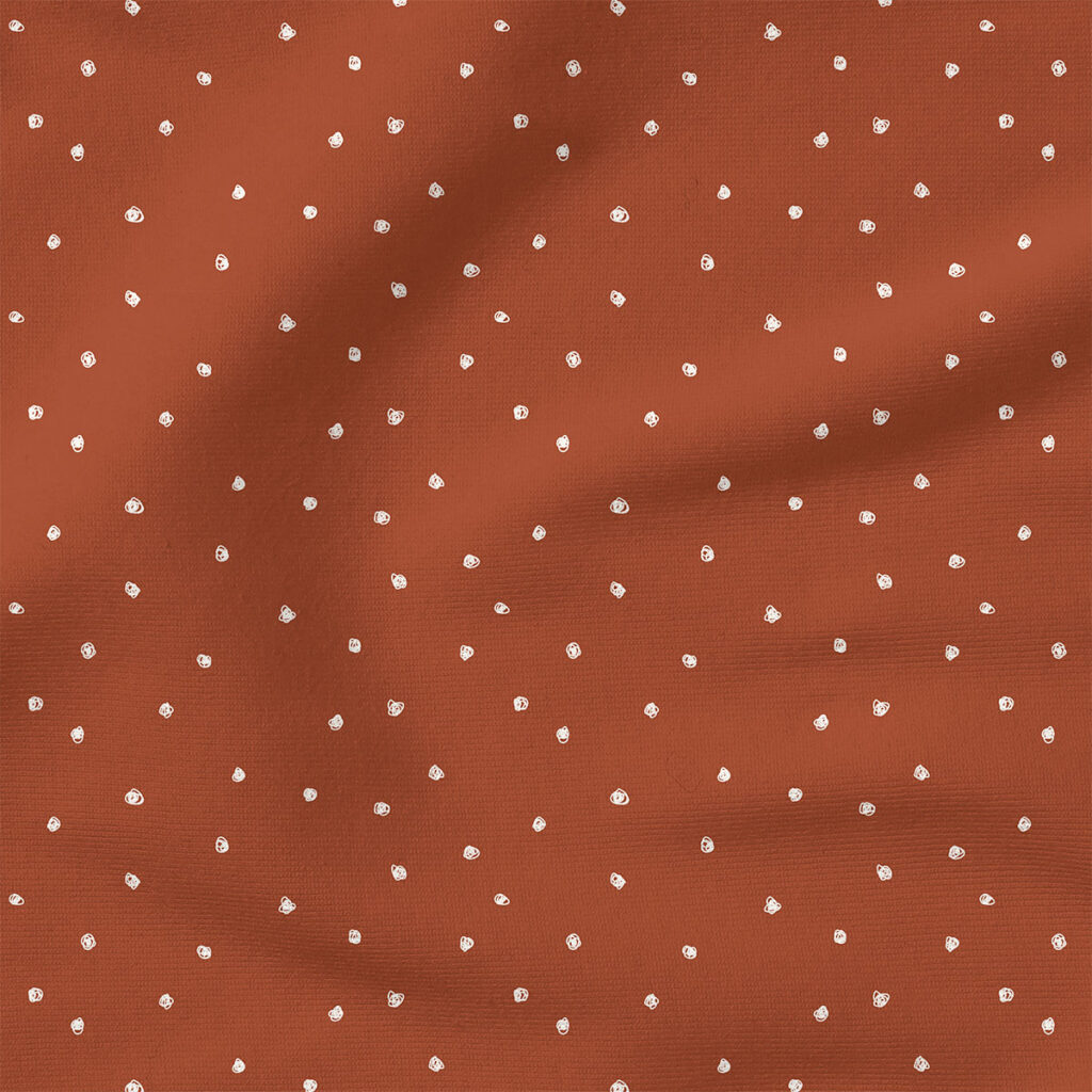 Squiggle Dots (Rust Red) | Stripes and Shapes Fabric Design | Erin Kendal