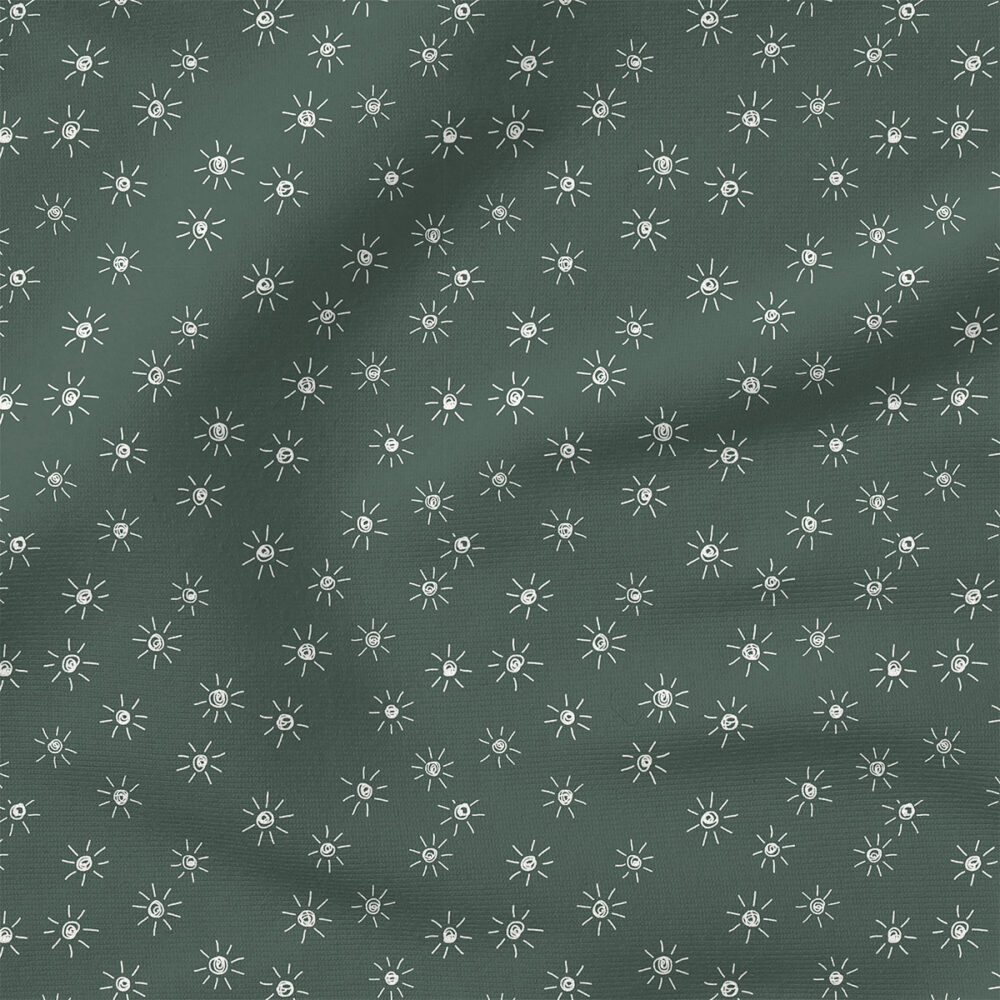 Suns (Dark Duck Green) | Stripes and Shapes Fabric Design | Erin Kendal