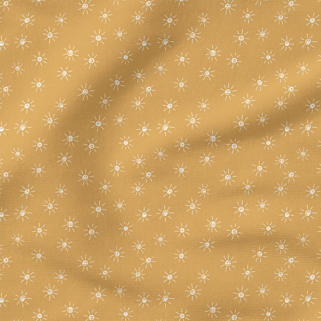 Suns (Golden Mustard Yellow) | Stripes and Shapes Fabric Design | Erin Kendal