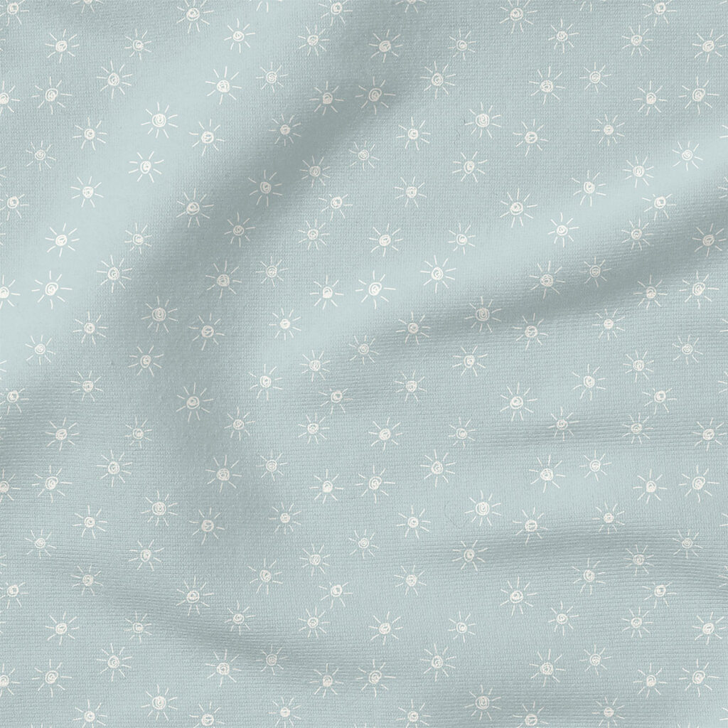 Suns (Light Misty Blue) | Stripes and Shapes Fabric Design | Erin Kendal