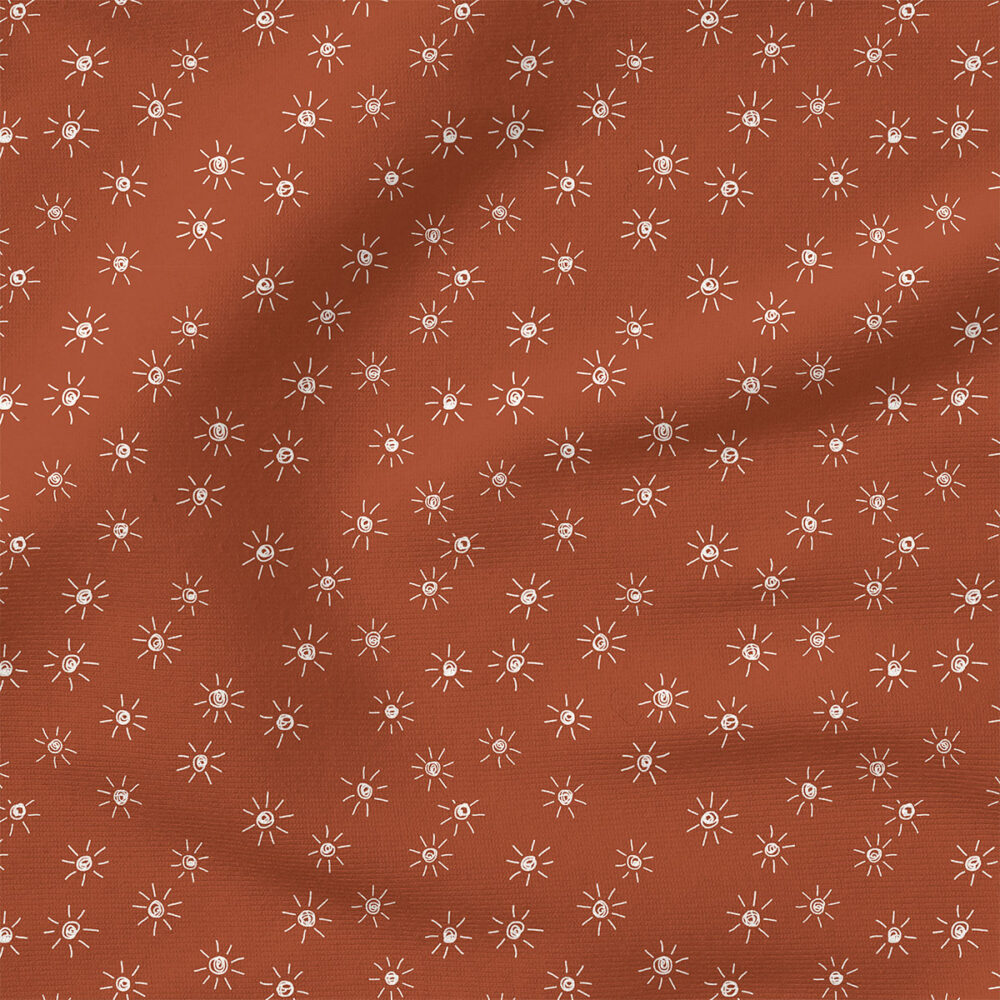 Suns (Rust Red) | Stripes and Shapes Fabric Design | Erin Kendal