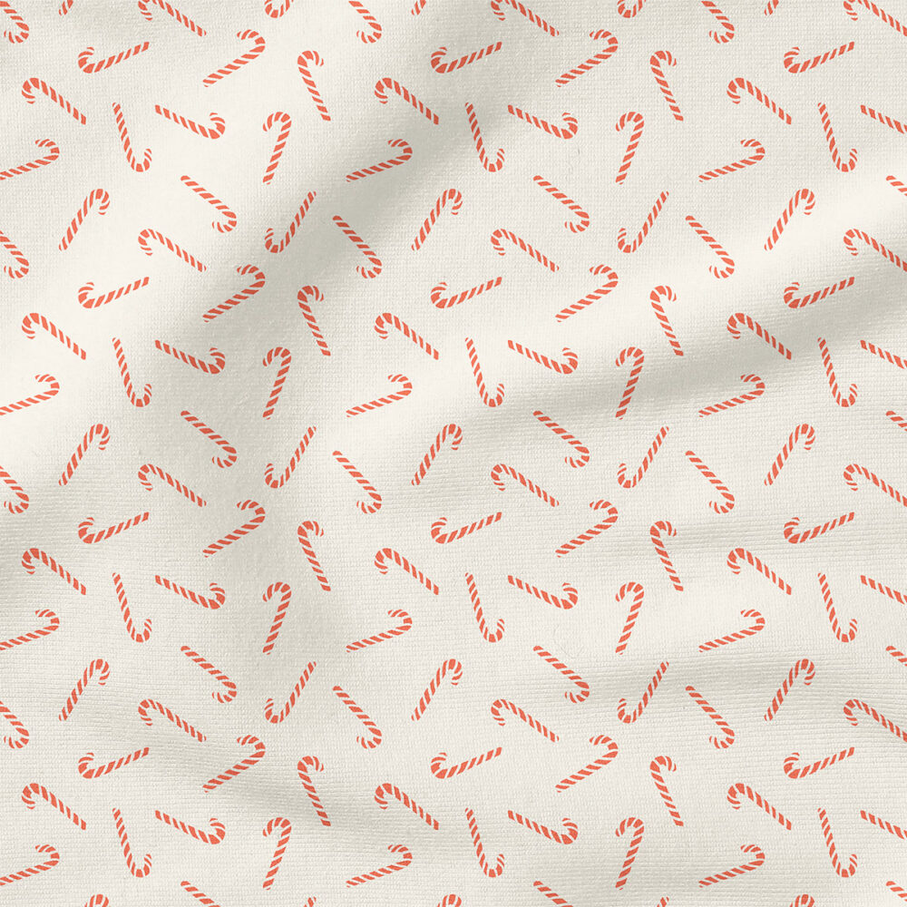 Candy Canes (Cream) | Christmas Fabric Design | Erin Kendal